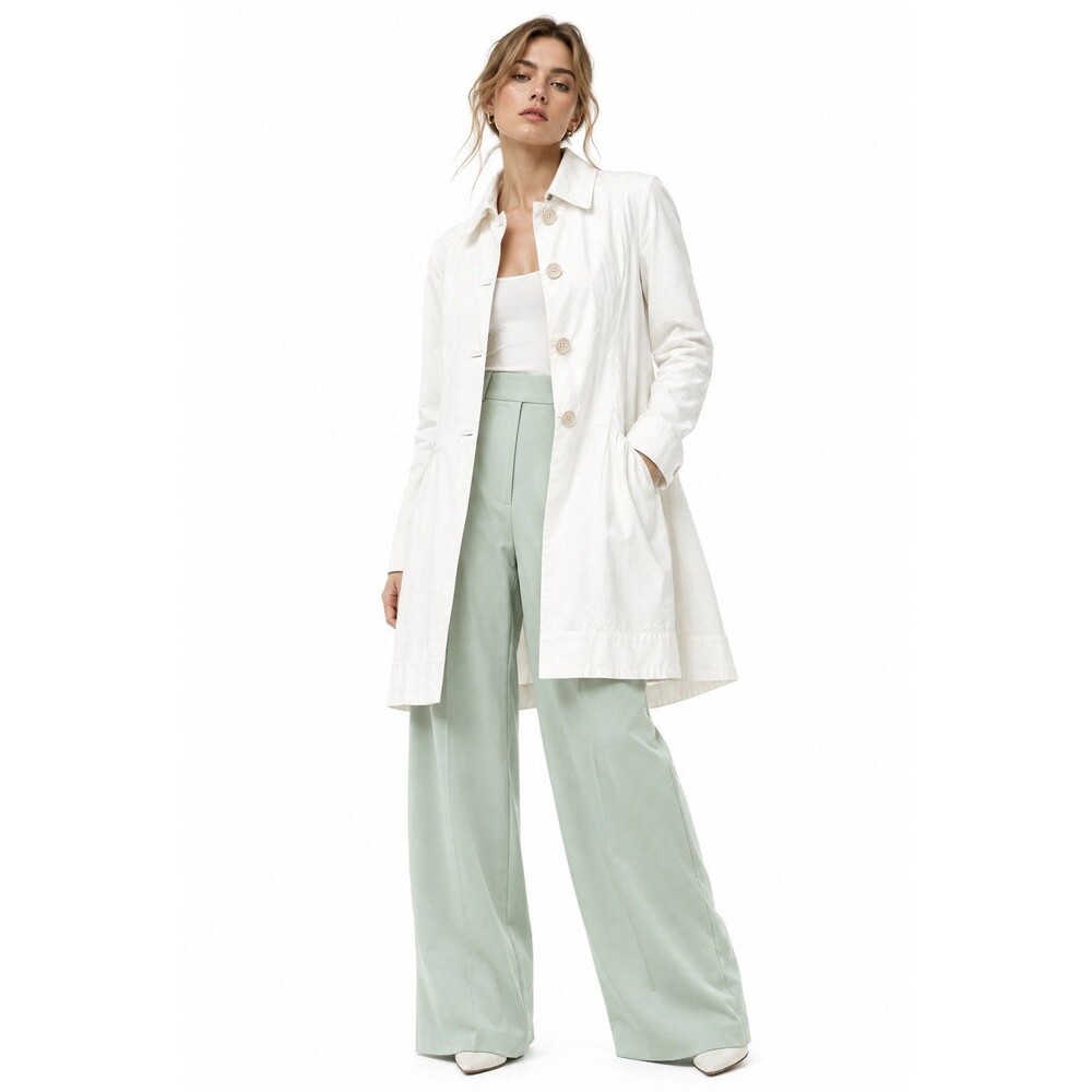 See by Chloé White Lightweight Car Coat Jacket Statement Pockets US 6 IT 42